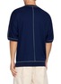 Back View - Click To Enlarge - GOOD PEOPLE GOOD STITCHING GOOD PRODUCT - Half Sleeve Contrast Stitch Crewneck Knit Top