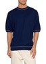 GOOD PEOPLE GOOD STITCHING GOOD PRODUCT Half Sleeve Contrast Stitch Crewneck Knit Top