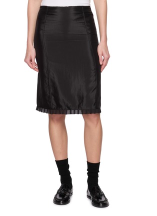 Main View - Click To Enlarge - DUNST - H-Line Lace Trimmed Satin Midi Skirt