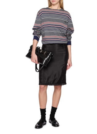 Figure View - Click To Enlarge - DUNST - H-Line Lace Trimmed Satin Midi Skirt