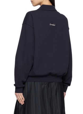 Back View - Click To Enlarge - DUNST - Leather Logo Collared T-shirt