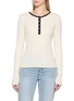 DUNST Buttoned Round Neck Knit Top