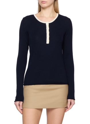 Main View - Click To Enlarge - DUNST - Buttoned Round Neck Knit Top