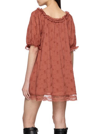 Back View - Click To Enlarge - FREE PEOPLE - Juno Lace Trim Embroidered Cotton Mini Dress