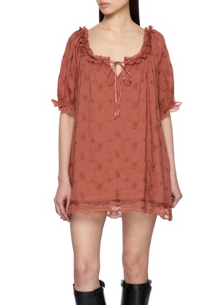 Main View - Click To Enlarge - FREE PEOPLE - Juno Lace Trim Embroidered Cotton Mini Dress