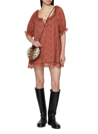 Figure View - Click To Enlarge - FREE PEOPLE - Juno Lace Trim Embroidered Cotton Mini Dress