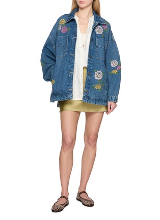 Figure View - Click To Enlarge - FREE PEOPLE - Madison City Embroidered Floral Denim Jacket