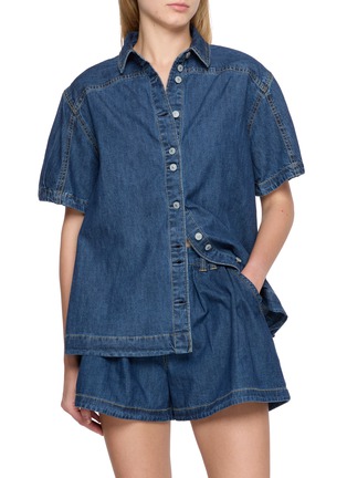 Main View - Click To Enlarge - FREE PEOPLE - Griselda Cotton Denim Shirt Shorts Set