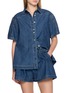 FREE PEOPLE Griselda Cotton Denim Shirt Shorts Set