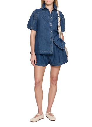 Figure View - Click To Enlarge - FREE PEOPLE - Griselda Cotton Denim Shirt Shorts Set