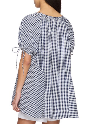Back View - Click To Enlarge - FREE PEOPLE - Farley Gathered Tie Sleeve Gingham Cotton Tunic Top
