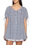 FREE PEOPLE Farley Gathered Tie Sleeve Gingham Cotton Tunic Top