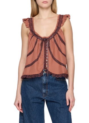 Main View - Click To Enlarge - FREE PEOPLE - Mabel Lace Trim Top