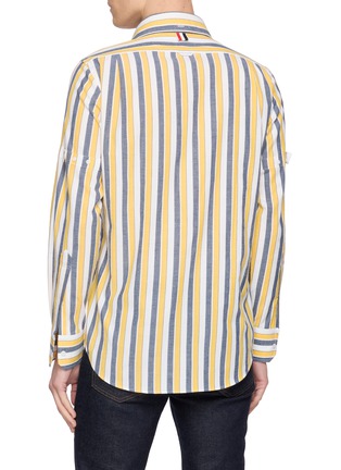 Back View - Click To Enlarge - THOM BROWNE - Striped Armband Detail Cotton Shirt