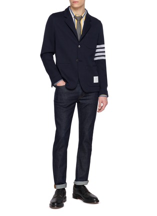 Figure View - Click To Enlarge - THOM BROWNE - Striped Armband Detail Cotton Shirt