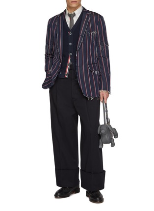 Figure View - Click To Enlarge - THOM BROWNE - Double Pleat Wide Leg High Rise Cotton Garbadine Pants