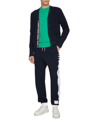 Figure View - Click To Enlarge - THOM BROWNE - Tonal 4-Bar Cotton T-Shirt