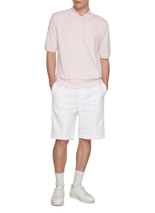 Figure View - Click To Enlarge - THOM BROWNE - Overdyed 4-Bar Garment Dyed Cotton Jersey Polo Shirt