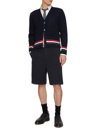 Figure View - Click To Enlarge - THOM BROWNE - Cotton Twill Chino Shorts