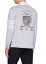 Back View - Click To Enlarge - THOM BROWNE - Crest Intarsia 4 Bar Rugby Cardigan