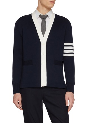 Main View - Click To Enlarge - THOM BROWNE - Crest Intarsia 4 Bar Rugby Cardigan