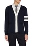 THOM BROWNE Crest Intarsia 4 Bar Rugby Cardigan