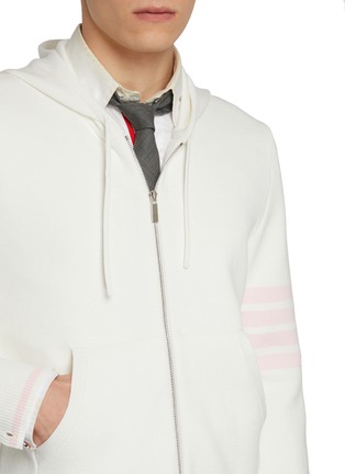  - THOM BROWNE - 4-Bar Zip Up Cotton Hoodie