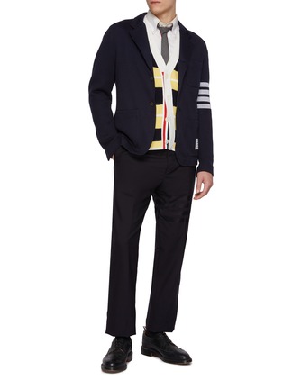 Figure View - Click To Enlarge - THOM BROWNE - Horizontal Thick Stripe 4 Bar Cotton Cardigan