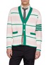 THOM BROWNE Horizontal Thick Stripe 4 Bar Cotton Cardigan