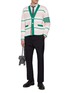 Figure View - Click To Enlarge - THOM BROWNE - Horizontal Thick Stripe 4 Bar Cotton Cardigan