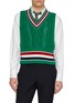 THOM BROWNE RWB Band Chunky Cable Knit Cashmere Vest