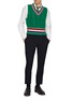 Figure View - Click To Enlarge - THOM BROWNE - RWB Band Chunky Cable Knit Cashmere Vest