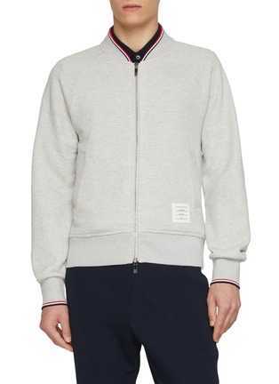 Main View - Click To Enlarge - THOM BROWNE - RWB Tipped Cotton Piqué Bomber Jacket