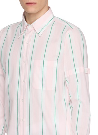  - THOM BROWNE - Striped Armband Detail Cotton Shirt