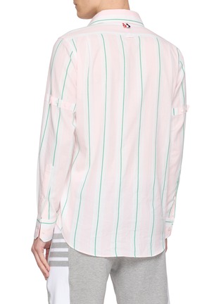 Back View - Click To Enlarge - THOM BROWNE - Striped Armband Detail Cotton Shirt