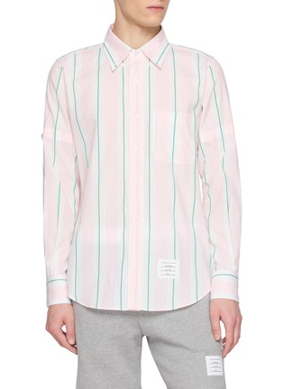 Main View - Click To Enlarge - THOM BROWNE - Striped Armband Detail Cotton Shirt