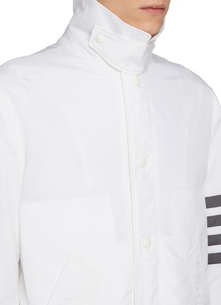 Detail View - Click To Enlarge - THOM BROWNE - Shiny Ripstop Bal Collar 4-Bar Hooded Windbreaker