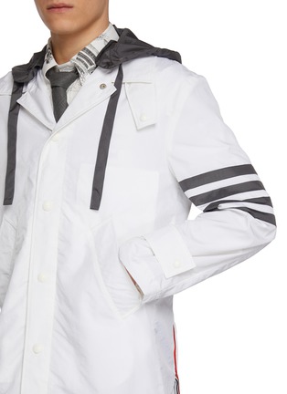  - THOM BROWNE - Shiny Ripstop Bal Collar 4-Bar Hooded Windbreaker