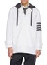 THOM BROWNE Shiny Ripstop Bal Collar 4-Bar Hooded Windbreaker
