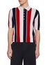THOM BROWNE Short Sleeve Thick Stripe Fine Cashmere Polo Top