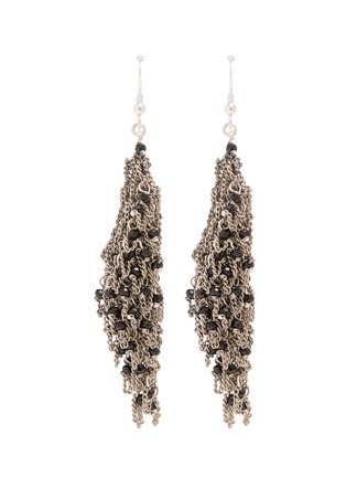 Main View - Click To Enlarge - MARC LE BIHAN ACCESSORIES - Bead Embellished Knitted Steel Chain Single Drop Earring