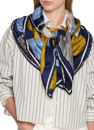 Figure View - Click To Enlarge - INOUI EDITIONS - Archives Silk Blend Square Scarf