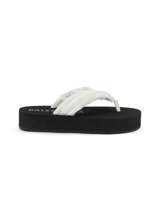 Main View - Click To Enlarge - BALENCIAGA - Flat Jet Lag Frayed Strap Satin Thongs
