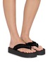 Figure View - Click To Enlarge - BALENCIAGA - Flat Jet Lag Frayed Strap Satin Thongs