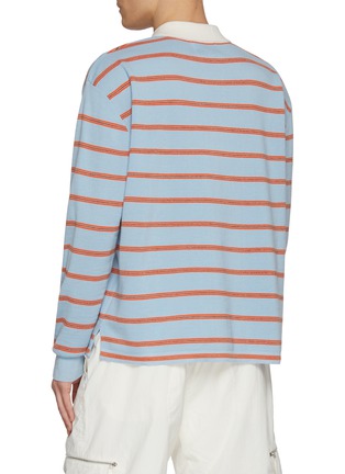 Back View - Click To Enlarge - SOLID HOMME - Long Sleeve Striped Knit Polo Top