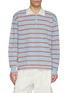 SOLID HOMME Long Sleeve Striped Knit Polo Top
