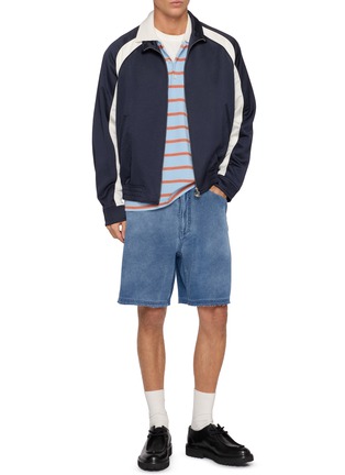 Figure View - Click To Enlarge - SOLID HOMME - Elasticated Waistband Washed Denim Shorts