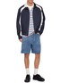 Figure View - Click To Enlarge - SOLID HOMME - Elasticated Waistband Washed Denim Shorts