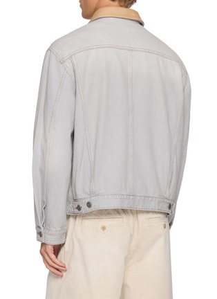 Back View - Click To Enlarge - SOLID HOMME - Leather Collar Cotton Denim Trucker Jacket
