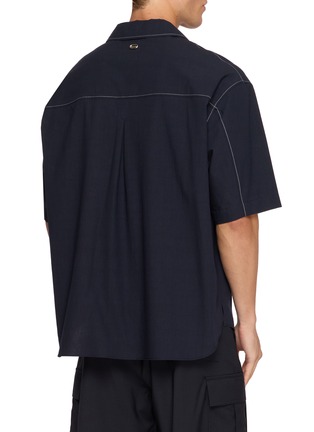Back View - Click To Enlarge - SOLID HOMME - Short Sleeve Contrast Stitch Double Pocket Shirt